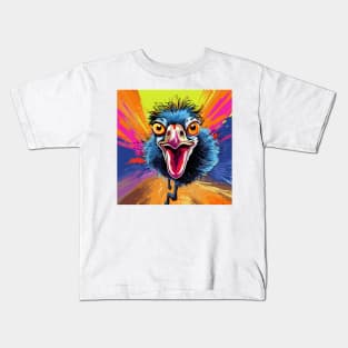 Ostrich Cartoon Pop Art 3 Kids T-Shirt